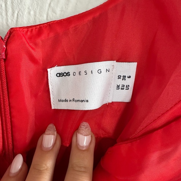 ASOS Red Structured Racer Neck Mini Dress - Picture 8 of 9